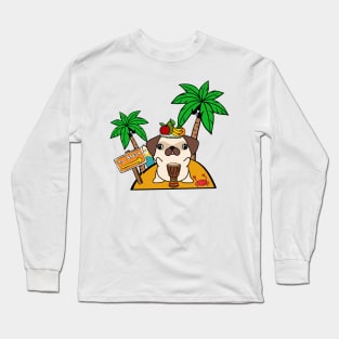 Funny pug is on a deserted island Long Sleeve T-Shirt